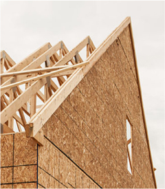 Wooden building in a construction site